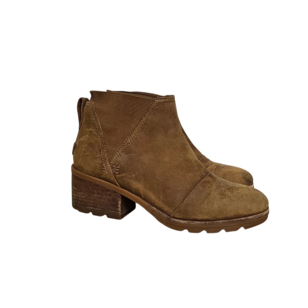 Sorel Lolla II Chelsea Boots Brown Nubuck Leather Block Heel NL3712-242 Womens 9